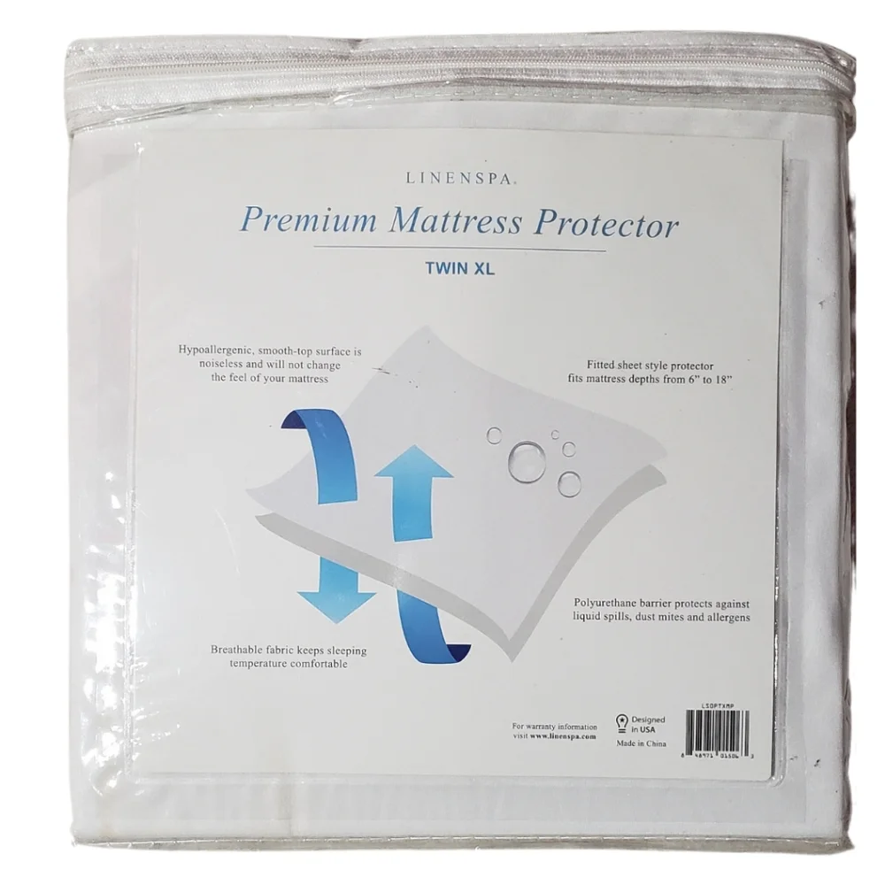 Linenspa Premium Twin XL Mattress Protector Liquid Proof White Waterproof NIB